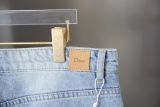 Dior Fashion Versatile Loose Leg Flanged Logo Straight Tube Washed Jeans