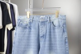 Dior Fashion Versatile Loose Leg Flanged Logo Straight Tube Washed Jeans