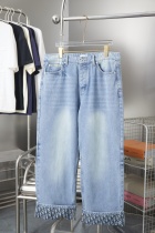 Dior Fashion Versatile Loose Leg Flanged Logo Straight Tube Washed Jeans Dior Fashion Versatile Loose Leg Flanged Logo Straight Tube Washed Jeans