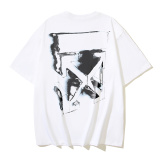 Off White Fashion 3D Arrow Printed T-shirt Couple Casual Loose Short Sleeve