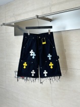 Chrome Hearts High Street Cross Splice Leather Embroidered workwear Cowboy Shorts Chrome Hearts High Street Cross Splice Leather Embroidered workwear Cowboy Shorts