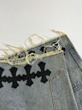 Chrome Hearts High Street Cross Splice Leather Embroidered workwear Cowboy Shorts