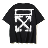 Off White Classic Splash Arrow Printed T-shirt Couple Casual Loose Short Sleeve