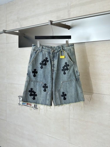 Chrome Hearts High Street Cross Splice Leather Embroidered workwear Cowboy Shorts