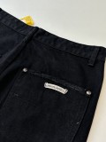 Chrome Hearts High Street Cross Splice Leather Embroidered workwear Cowboy Shorts