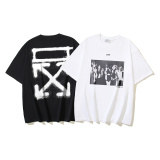 Off White Classic Splash Arrow Printed T-shirt Couple Casual Loose Short Sleeve