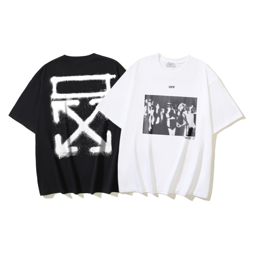 Off White Classic Splash Arrow Printed T-shirt Couple Casual Loose Short Sleeve