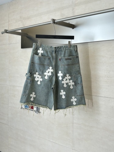 Chrome Hearts High Street Cross Splice Leather Embroidered workwear Cowboy Shorts