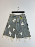 Chrome Hearts High Street Cross Splice Leather Embroidered workwear Cowboy Shorts