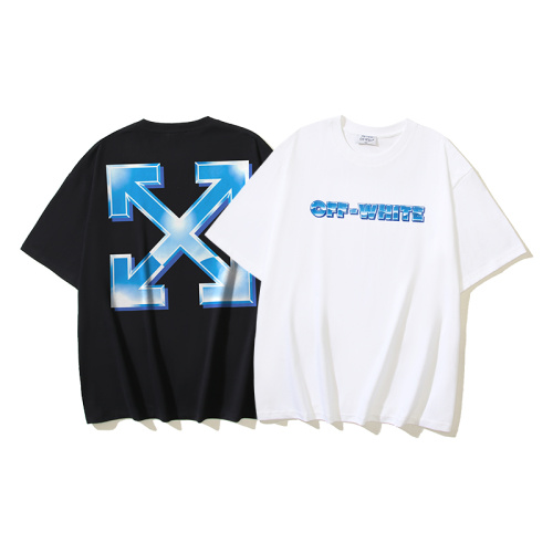 Off White Classic 3D Arrow Logo Printed T-shirt Couple Casual Loose Short Sleeve