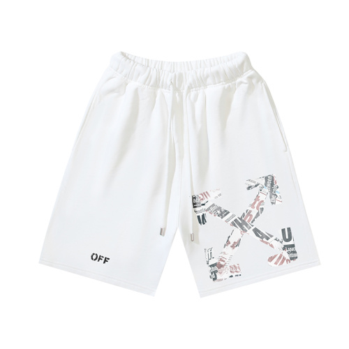 Off White Classic Newspaper Arrow Logo Printed Shorts Unisex Casual Loose Sports Shorts