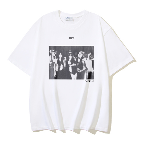 Off White Classic Splash Arrow Printed T-shirt Couple Casual Loose Short Sleeve
