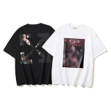Off White Classic Angel Arrow Oil Painting Printed T-shirt Couple Casual Loose Short Sleeve