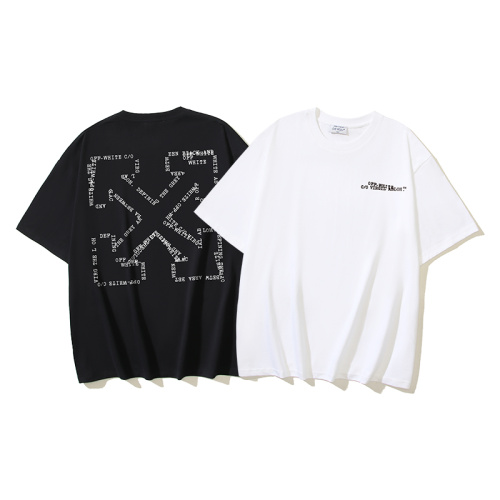 Off White Fashionable Letter Arrow Printed T-shirt Couple Casual Loose Short Sleeve