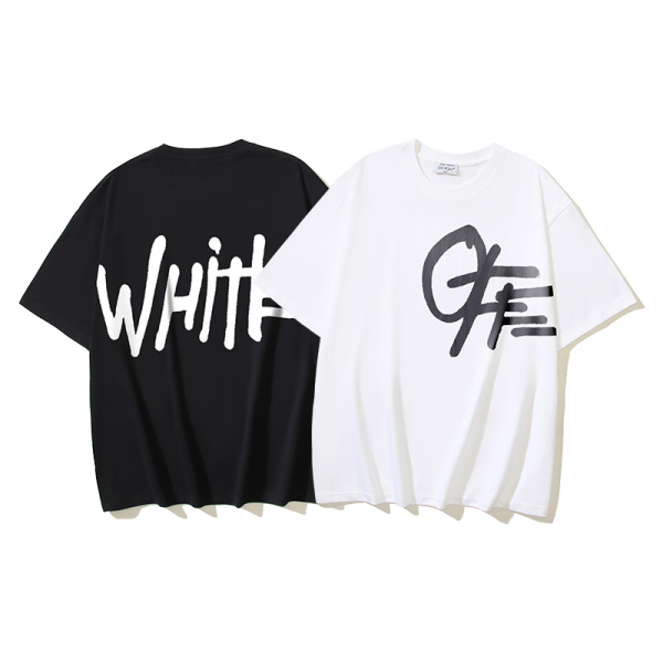 Off White Personalized Logo Printed T-shirt Couple Casual Loose Short Sleeve