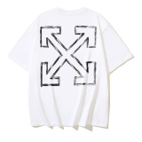 Off White Classic Arrow Logo Printed T-shirt Couple Casual Loose Short Sleeve