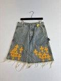 Chrome Hearts High Street Cross Splice Leather Embroidered workwear Cowboy Shorts