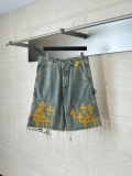 Chrome Hearts High Street Cross Splice Leather Embroidered workwear Cowboy Shorts
