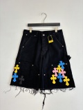 Chrome Hearts High Street Cross Splice Leather Embroidered workwear Cowboy Shorts