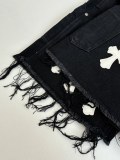 Chrome Hearts High Street Cross Splice Leather Embroidered workwear Cowboy Shorts