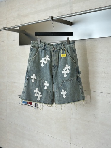 Chrome Hearts High Street Cross Splice Leather Embroidered workwear Cowboy Shorts