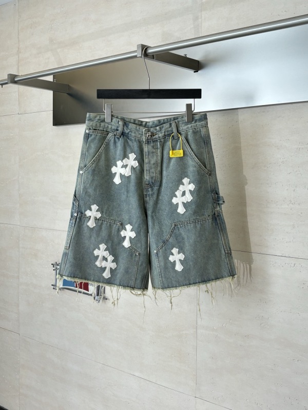 Chrome Hearts High Street Cross Splice Leather Embroidered workwear Cowboy Shorts