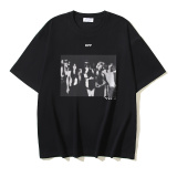 Off White Classic Splash Arrow Printed T-shirt Couple Casual Loose Short Sleeve