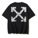 Off White Fashion Arrow Logo Printed T-shirt Couple Casual Loose Short Sleeve