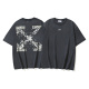 Off White Fashion Paper Arrow Printed T-shirt Couple Casual Loose Washed Short Sleeve