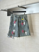 Chrome Hearts High Street Cross Splice Leather Embroidered workwear Cowboy Shorts