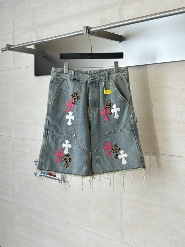Chrome Hearts High Street Cross Splice Leather Embroidered workwear Cowboy Shorts