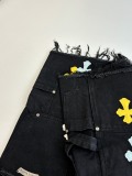 Chrome Hearts High Street Cross Splice Leather Embroidered workwear Cowboy Shorts