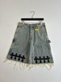 Chrome Hearts High Street Cross Splice Leather Embroidered workwear Cowboy Shorts