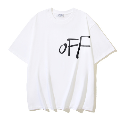 Off White Personalized Logo Printed T-shirt Couple Casual Loose Short Sleeve