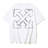 Off White Fashionable Letter Arrow Printed T-shirt Couple Casual Loose Short Sleeve