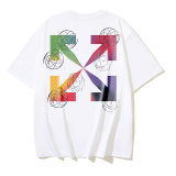Off White Personalized Color Arrow Printed T-shirt Couple Casual Loose Short Sleeve