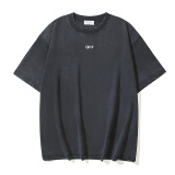 Off White Fashion Paper Arrow Printed T-shirt Couple Casual Loose Washed Short Sleeve