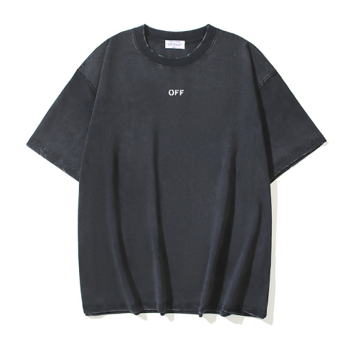 Off White Fashion Paper Arrow Printed T-shirt Couple Casual Loose Washed Short Sleeve