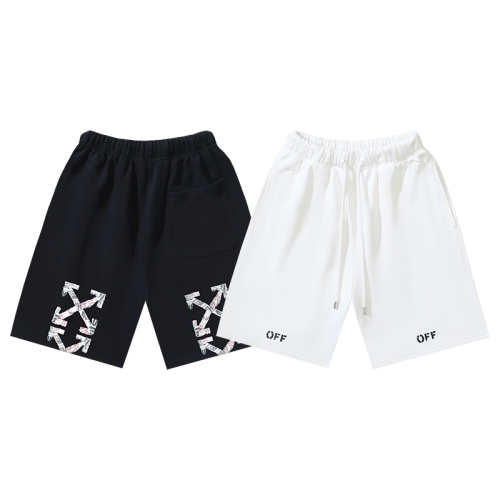 Off White Classic Newspaper Arrow Logo Printed Shorts Unisex Casual Loose Sports Shorts