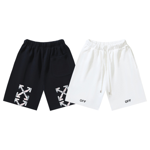Off White Classic Newspaper Arrow Logo Printed Shorts Unisex Casual Loose Sports Shorts