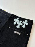 Chrome Hearts High Street Cross Splice Leather Embroidered workwear Cowboy Shorts