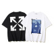 Off White Classic Mona Lisa Arrow Printed T-shirt Couple Casual Loose Short Sleeve