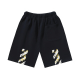 Off White Classic Inkjet Slant Stripe Printed Shorts Unisex Casual Loose Sports Shorts