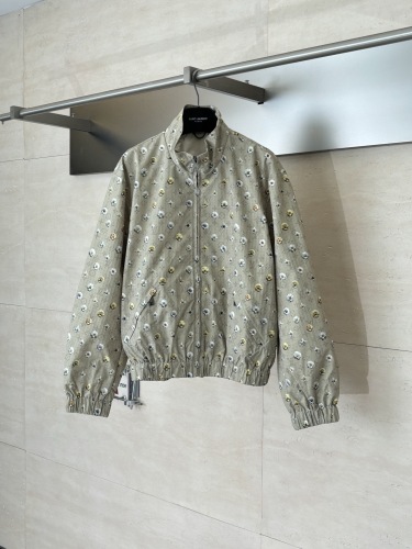 Louis Vuitton 26SS Unisex Fashion Full Print Daisy Stand Up Collar Jacket Casual Coat