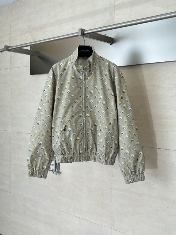 Louis Vuitton 26SS Unisex Fashion Full Print Daisy Stand Up Collar Jacket Casual Coat