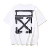 Off White Classic Splash Arrow Printed T-shirt Couple Casual Loose Short Sleeve