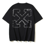 Off White Fashionable Letter Arrow Printed T-shirt Couple Casual Loose Short Sleeve