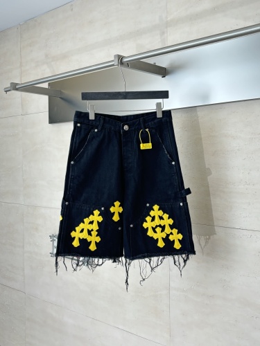 Chrome Hearts High Street Cross Splice Leather Embroidered workwear Cowboy Shorts
