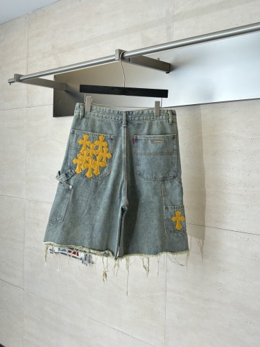 Chrome Hearts High Street Cross Splice Leather Embroidered workwear Cowboy Shorts