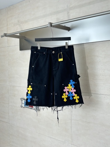 Chrome Hearts High Street Cross Splice Leather Embroidered workwear Cowboy Shorts